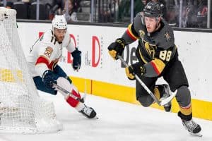 Players from the Golden Nights hockey team