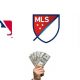 MLS MLB and NBA logos with a hand offering cash below
