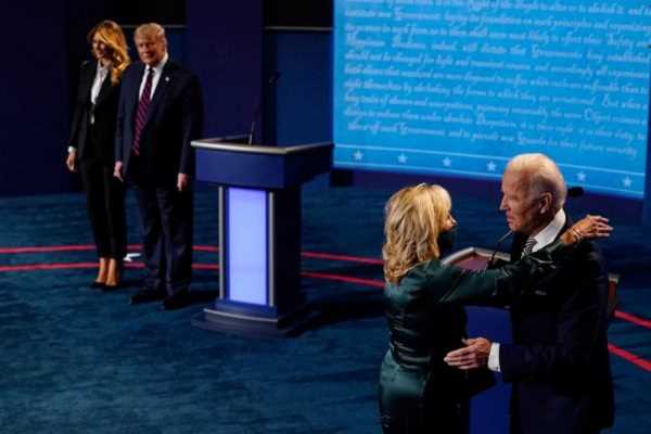 Trump and Biden on the debate stage