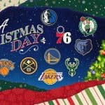 Christmas Card with NBA logos for teams participating in games on December 25th