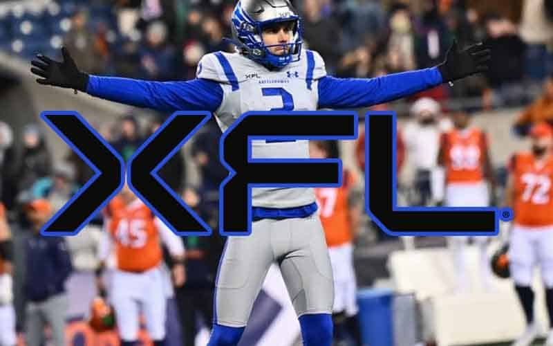 St Louis Battlehawks kicker celebrating