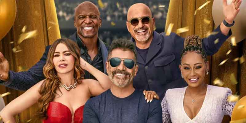 host and judges for AGT 20 Sophia Vergara, Mel B, Terry Crews, Howie Mandell, and Simon Cowell